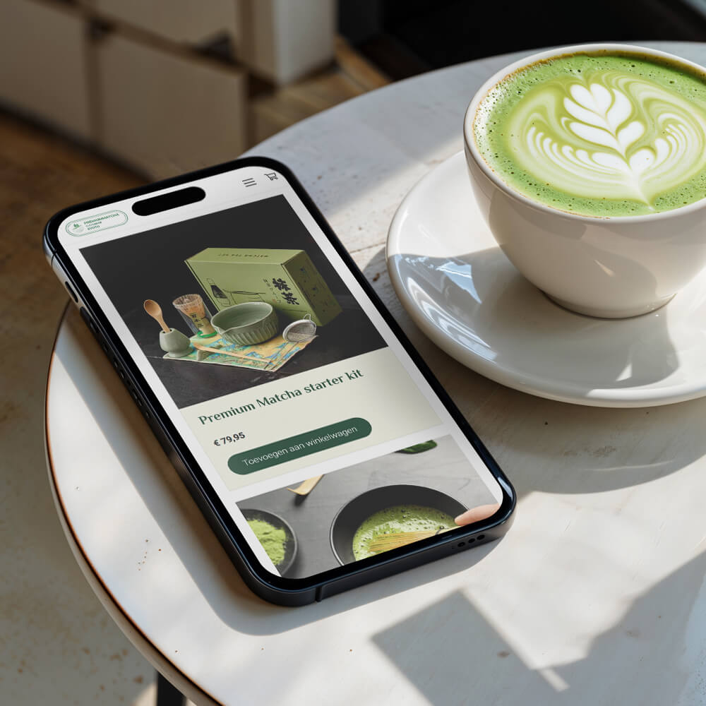 premium matcha webshop mobile view